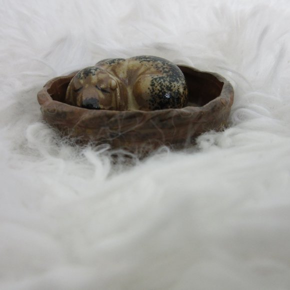 Otagiri OMC Sleeping Dog in Basket Figurine Two Piece Ceramic Vintage Japan - Picture 7 of 12